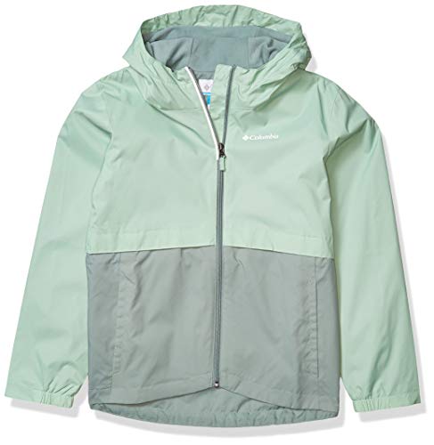 Columbia Girls' Little Rain-Zilla Jacket, Waterproof, Reflective, Light Lichen/New Mint, XX-Small