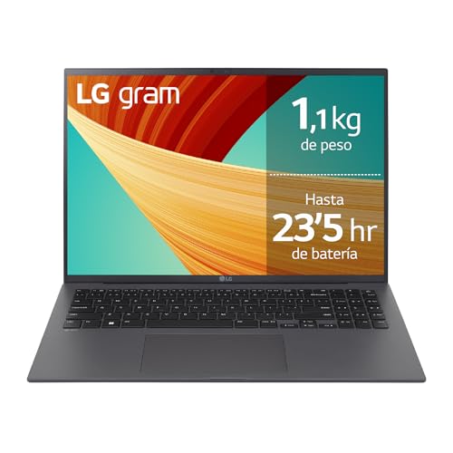 LG gram 16Z90R-G.AD79B - Ordenador Portátil, 16 Pulgadas IPS, Intel Core EVO i7 13ª Gen, Windows 11 Home, 32 GB RAM, 1 TB SSD, 1.19 Kg, 23.5 h de Autonomía, Color Gris