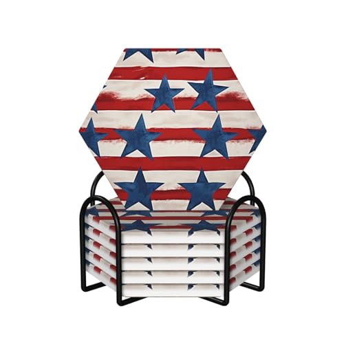 Ted White - Set di 6 sottobicchieri in ceramica con supporto assorbente per bevande, resistenti al calore, sottobicchieri per tavolini da caffè, per cucina, ufficio, decorazione della casa