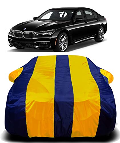 Image of Car Body Cover Waterproof Accessories Compatible with BMW 7 Car Body Protection Dust Proof Rain Cover Protects from Sunlights and Uv | Yellow Stripes
