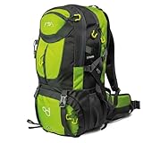 OcioDual Mochila Senderismo 50 Litros, Mochila Trekking, Montaña y Camino de Santiago, Multifuncional, Ligera, Mochilas Hombre para Camping, Acampada, Marcha Nórdica, Supervivencia, Verde