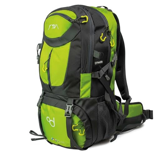 OcioDual Mochila Senderismo 50 Litros, Mochila Trekking, Montaña y Camino de Santiago, Multifuncional, Ligera, Mochilas Hombre para Camping, Acampada, Marcha Nórdica, Supervivencia, Verde