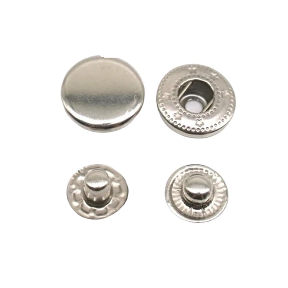 Sunrrafck Silver701 Copper 10Sets Metal Brass Press Studs Sewing Button Snap Fasteners Leather Craft Clothes Bags Handmade(,17Mm)