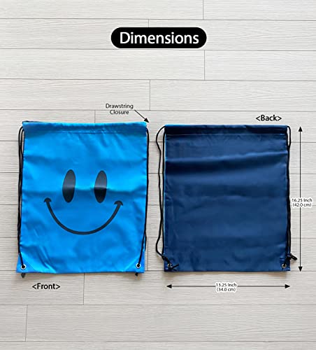 Cute Positive Smile Happy Face Fun Design Drawstring Sack Gym String Bag Sports Backpack Lightweight Daily Sackpack - Blue2