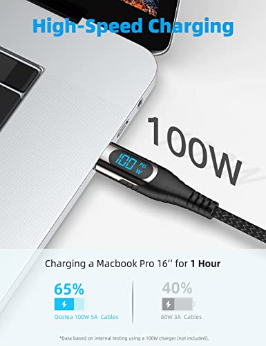 Image of Short USB C to USB C Charger Cable, 100W PD Fast Charging Cable with LED Display, Compatible with iPhone 15 Pro Max, Galaxy S24 S23 Ultra, Pixel 7, Huawei Mate 60 Pro, MacBook Pro(30CM)