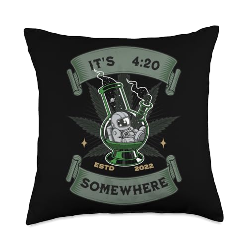 SPACE 420 Bong Glass Blower Throw Pillow 18x18 Multicolor