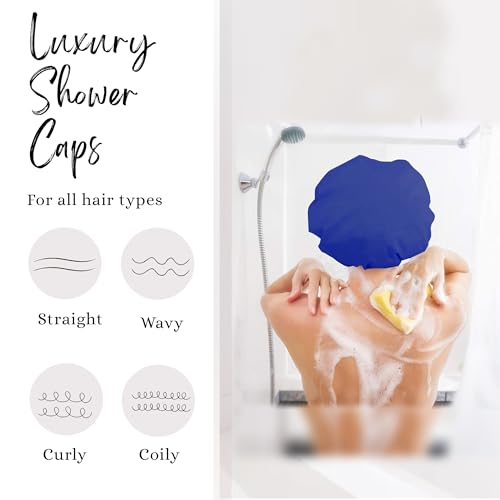 Image of BodyHerbals Reusable Shower Caps in a Beautiful Zip Bag For Women & Men 100% Water Proof | For Homes Spas, Salons, Hair Treatments & Hotels | Travel Essential | Free Size Reusable Bath Cap for Home, Spa, Salon, Hotel & Hair Treatments | Travel Essential (Set 1)
