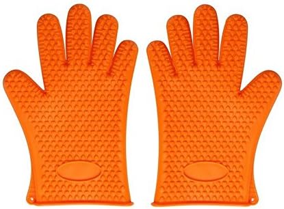 Amazon Co Jp 耐熱 シリコン 手袋 キッチン 手袋 オーブン バーベキュー 用 グローブ 滑り止め 防水 5本指 キッチン 手袋 オレンジ ホーム キッチン