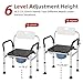 Heavy Duty Bedside Commode Chair with Adjustable Height, Raised Toilet Seat with Arms Handles and Back Support for Elderly, Portable Bedside Toilet with Bucket（Width 19.69