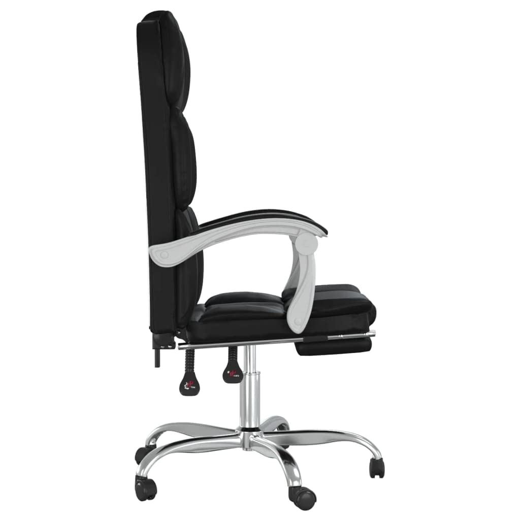 Silla de oficina reclinable y respaldo ajustable, piel sintética, rotación de 360 grados, estructura de metal resistente, incluye instrucciones de montaje (idioma español no garantizado)