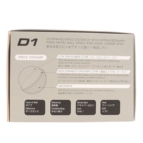 ホンマ ゴルフ ボール D1 D-1 BT2201 2ピース ソフト アイオノマー 飛び系 飛距離 ディスタンス ゴルフボール 1ダース 12球 コスパ 本間ゴルフ 本間 HONMA/BT2201/オレンジ 2枚目