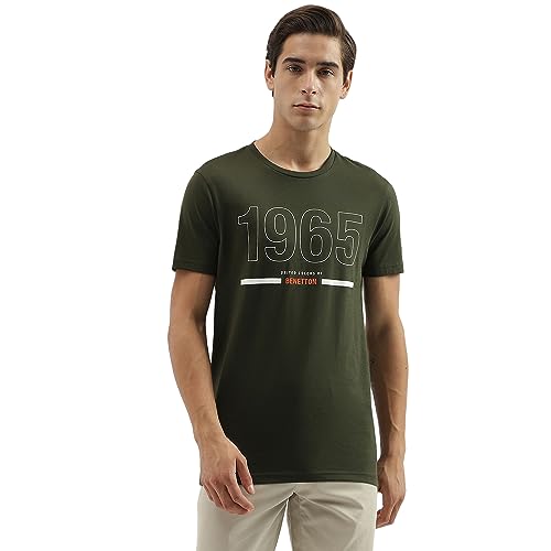 Image of UNITED COLORS OF BENETTON Men's Solid Regular Fit T-Shirt