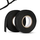 2 rollen Gewebeband Schwarz, Kabelbaum Klebeband Stoff 19mm x 15m, Auto Isolierband Schwarz, Auto Gewebeband Kabelbaum, für Reparatur der Kabelbaumisolierung und Autogeräuschreduzierung