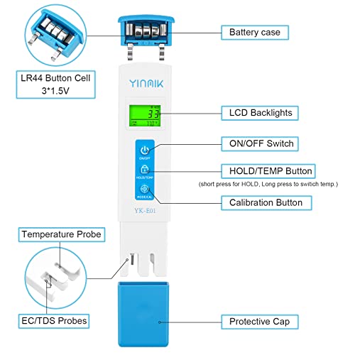 YINMIK Digital pH Meter TDS Meter Combo Accurate Measurement for pH TDS EC Temp with ATC, 2nd Generation Water Quality Tester with Horizontal Display for Hydroponic Swimming Pool Aquarium - Image 4