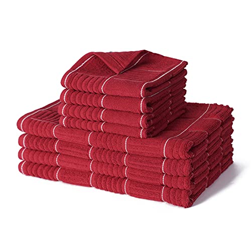 Glynniss Red Kitchen Towels and Dishcloths Set, Dish Towels and Dish Rags Set for Washing Dishes, Cleaning and Drying Pack of 8 (red) by Glynniss - Used condition - US$21.39
