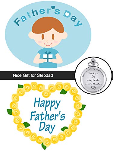 Dad Presents Pocket Watch For Father In Law, Stepdad Thank You For Loving Me As Your Own Quartz Pocket Watch For Father's Day Present (Silver) #TOP6