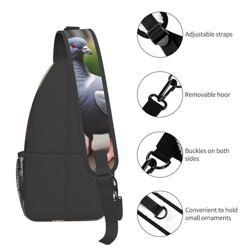 Mochila bandolera sling con diseño de paloma gris para día miniatura 5