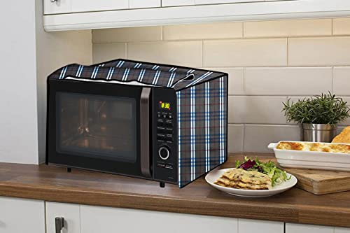 Image of Stylista PVC Microwave Oven Cover for LG 32 L Convection MC3286BRUM, Checkered Pattern Black White