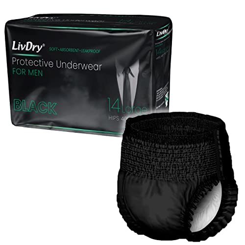 LivDry Mens Incontinence Underwear, Premium Adult Diapers for Men, Ultimate Max Protection, Large...