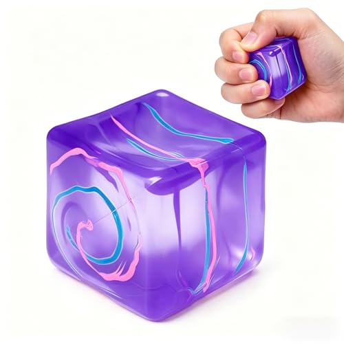 1 Pack Fidget Toys Squishy Stress Cube, Stress Balls for Kids Adults Squishies Stress Relief, Ice Sugar Sensory Toys for Kids with Autism, Fidgets for Classroom Prize Toys(Purple,1 Pack)