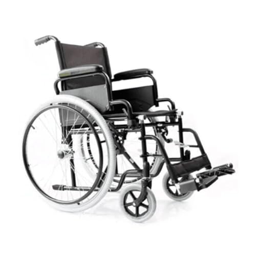 Trister Basic Manual Wheelchair 18Inch Seat (TS 902WC18C) ChromePlated Steel Frame Foldable Design Detachable Armrests & SwingAway Footrests Solid Rear Wheels Adult Wheelchair