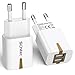 SCHITEC Caricatore USB, Caricatore USB da Muro 2 Pack 2 Porte 5V/2.1A Caricabatterie USB Presa USB Compatibile per iPhone XS XR X Samsung M20 A50 S10 A8 A7 Huawei P30 P20 Lite Mate 20 Lite, Xiaomi