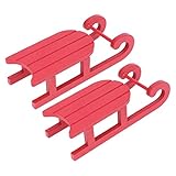 EXCEART 2Pcs Christmas Sleigh Wood Red Santa Sleigh Ornament Tabletop Desktop Sled Figurine for Holi
