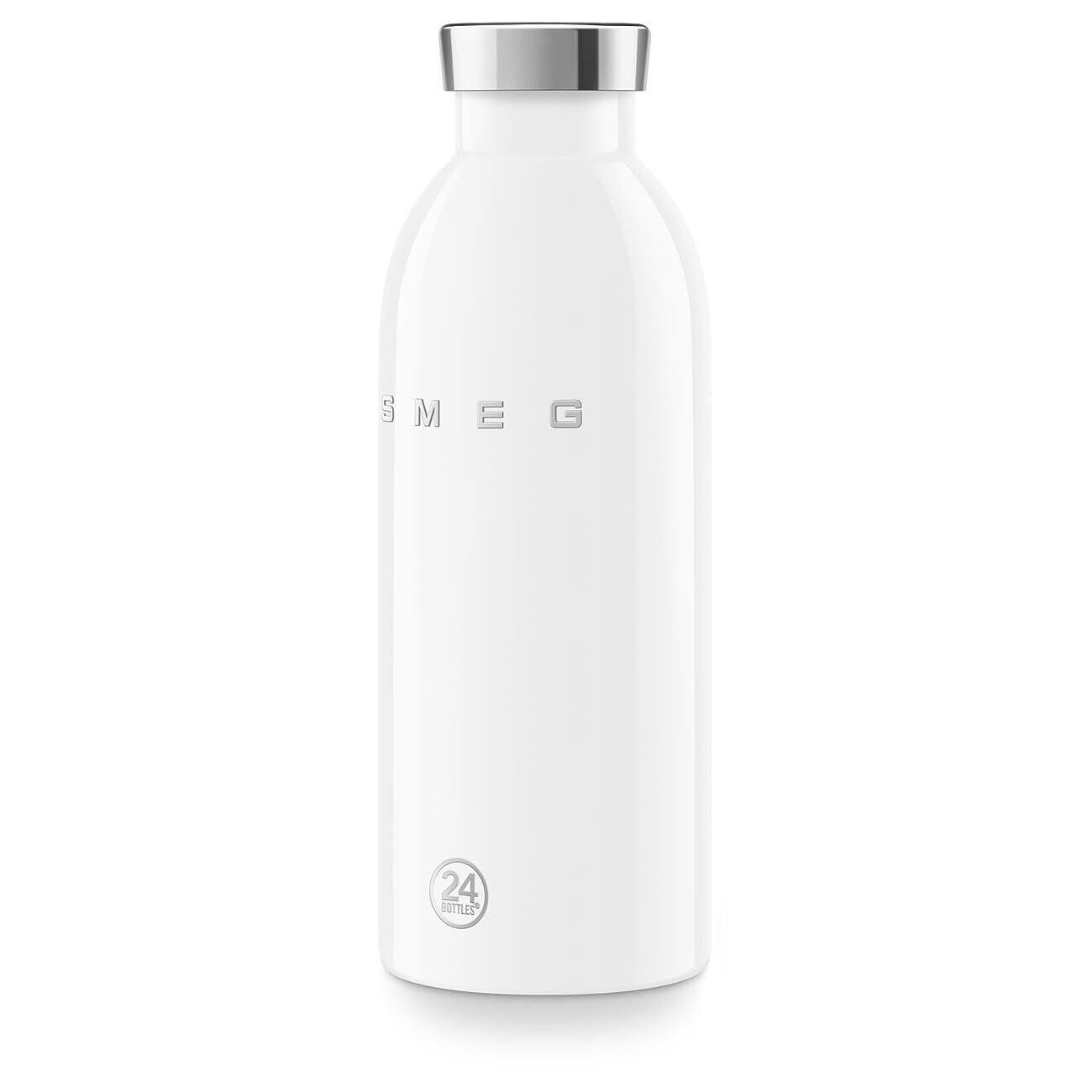 Smeg x 24Bottles Clima Bottle, 500 ml Isolierte Edelstahl Trinkflasche WBF01WH, Doppelwandige Isolierung und Luftdichter Verschluss, 24h Kalt & 12h Heiß, Weiß