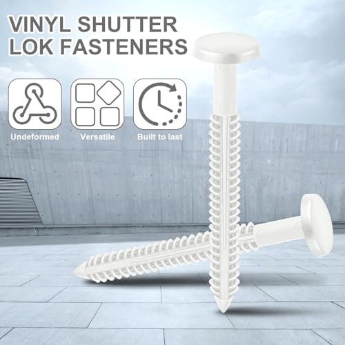Image of Blulu 36 Pcs 3 Inch Vinyl Shutter Fastener Window Panel Peg Lok Pin Pegs Screws Shutter Spikes Anchor (White)