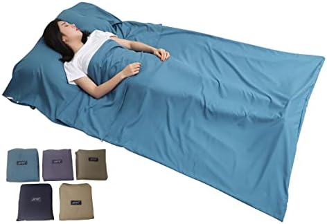 JITTY Sleeping Bag Liner Travel Sheet for Business Camping Backpacking Hiking Mountain Climbing Home Hostels Train 83"x45"(Blue)