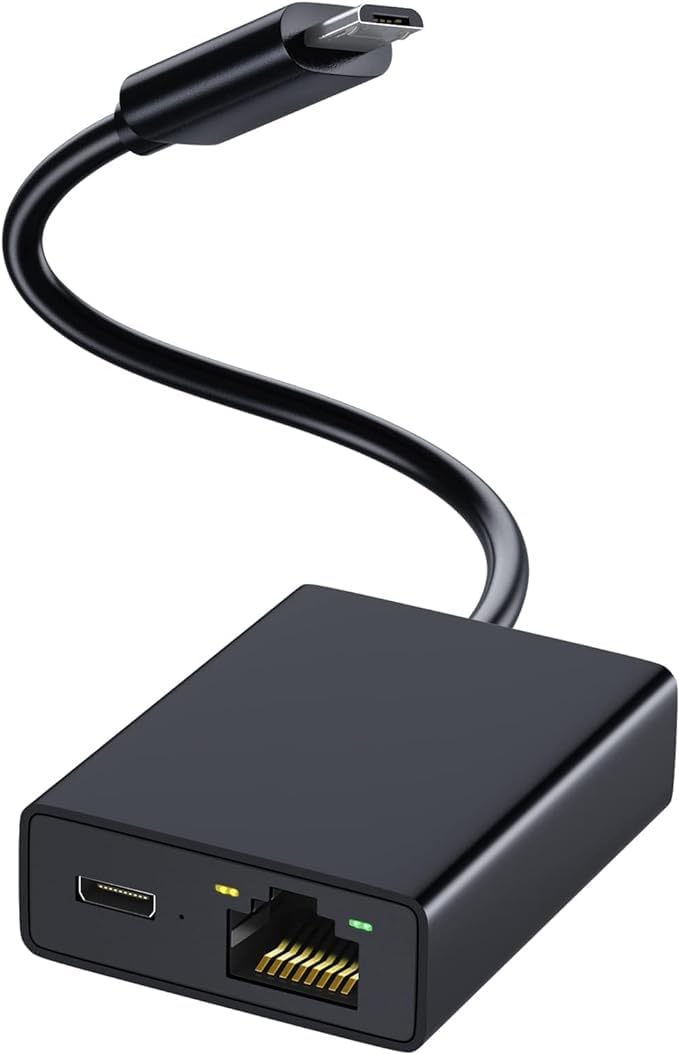 Adattatore Ethernet per Fire TV Stick, Adattatore Micro USB a RJ45 Ethernet Compatibile con Fire Stick, Fire TV Stick 4K, Fire TV Cube, Ultra Audio e altri stick TV per streaming.
