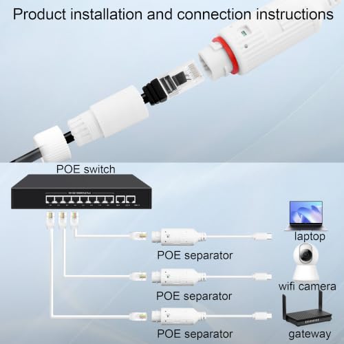 Image of PoE to USB-C Power Adapter,48V to 5V 10W POE to USB C Adapter | Power Only, No Data Transmission,IEEE 802.3af Compatible for Security Cameras and PoE Devices