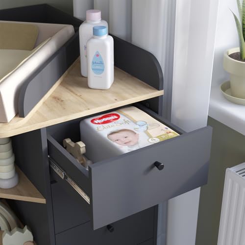 Commode à langer Aria Vicco anthracite pour sécuriser le change de bébé - 5
