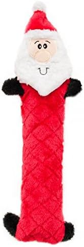 ZippyPaws - Jigglerz Holiday Tough No Stuffing Squeaky Plush Dog Toy with Crinkle Head and Tail - Santa
