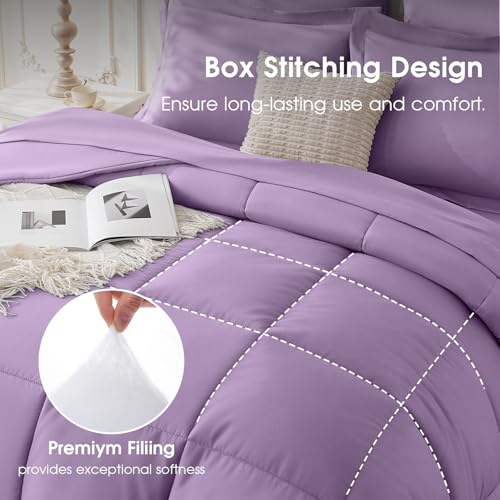 FreshCulture Twin XL Comforter Set - 5 Pieces All Season Luxury Bed in a Bag Twin XL Size - Bedding Set with Comforter, Sheets, Pillowcases & Shams - Ultra Soft Purple Comforter Set Twin XL by FreshCulture - Used condition - Image 3