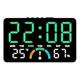LED Digitale Wanduhr, Wanduhr Digital mit Alarm Temperatur Datum Woche