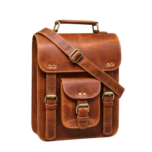 11" small Leather messenger bag shoulder bag cross body vintage messenger bag for women & men satchel man purse compatible with Ipad and tablet