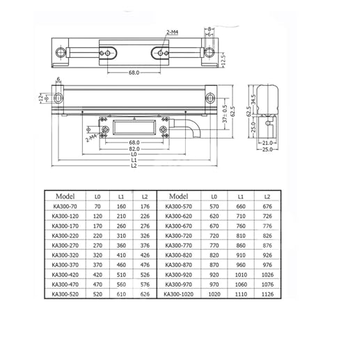 Regla electrónica óptica lineal KA300 570 mm miniatura 2