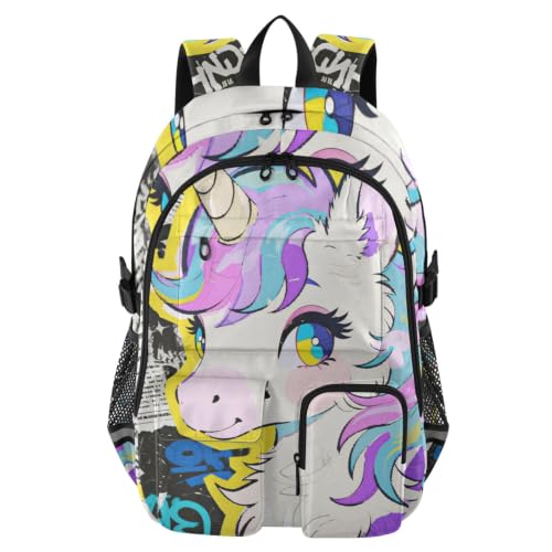 Mochilas universitarias de 17.5 pulgadas con diseño de unicornios para niñas y adolescentes