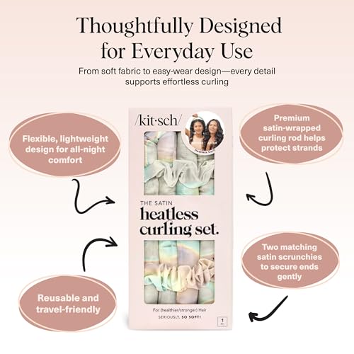 image for Kitsch Satin Heatless Curling Set – Heatless Curls Overnight with 34
