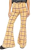 Free People Just Float on Flare High Waist Corduroy Pants, Mustard Plaid 24