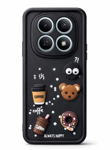 Image of Bintage Cute Fun Taddy Cartoon 3D Ball Bear Milk Cake Coffee Silicon Case Full Body & Camera Protection Back Cover Compatible for MI Poco M8 5G (6.77 inch) - Black