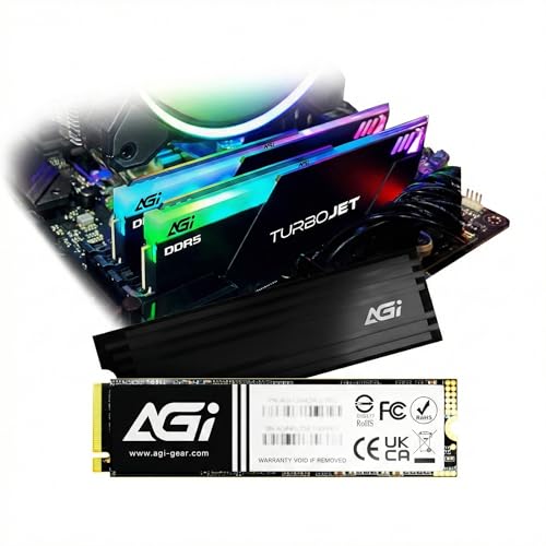 Image of AGI Gaming Upgrade Kit: UD858 TURBOJET RGB DDR5 6000MHz 32GB (2x16GB) CL30 Desktop Memory & AI828 1TB NVMe PCIe 4.0 M.2 SSD with Heatsink, Up to 7400MB /s, Supports Intel XMP 3.0 & AMD EXPO