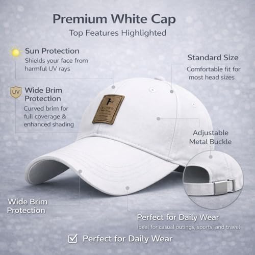 Image of Baseball Cap for Men Original Adjustable Unisex Cap, Mens Caps Stylish, All Sports Type Caps or Hats, Free Size, UV Protection, Sports Cap for Men's, Outdoor Casual Wear (Pack of 1)