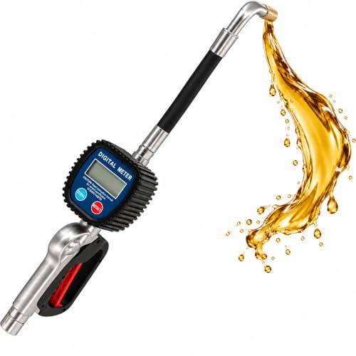 Digital Oil Dispensing Meter Gun, 1/2 Inch BSP Inlet, 1000 PSI Digital Fluid Meter With Flexible Extension, Automatic Shut Off Handle For Gear Oil, Hydraulic And Lubricating 47565