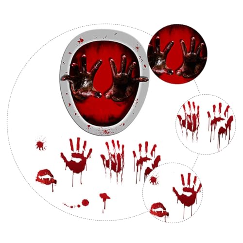 Calcomanías rojas de Halloween PRETYZOOM para baño y decoración sangrienta 4