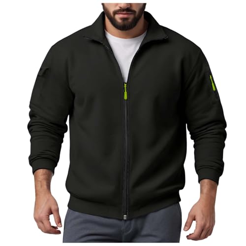 パーカー メンズ 長袖 大きいサイズ トレーナー ジップアップ フード付き ポケット付き おしゃれ カーディガン ジャージ カジュアル 無地 柔らかい肌触り ゆったり 人気 秋服 冬服 アウター スポーツ デイリー 通勤 通学(XL,C-ブラック)