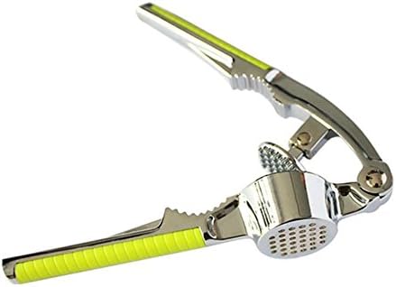 Meepo Large Kitchen Professional Garlic Press Cloves Ginger Crusher with Nutcracker, Sturdy Zinc Alloy and Nonslip Silicone, Green