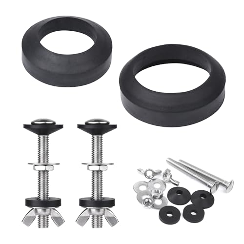 Toilet Tank to Bowl Bolt & Gasket Kit, 304 Stainless Steel Bolts, High-Density Foam Rubber Gasket,...