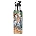 XIXIKO - Thermos portatile con foglie di tigre, 600 ml, in metallo, isolato sottovuoto, per bevande calde e fredde, in acciaio inox, per sport, yoga, palestra